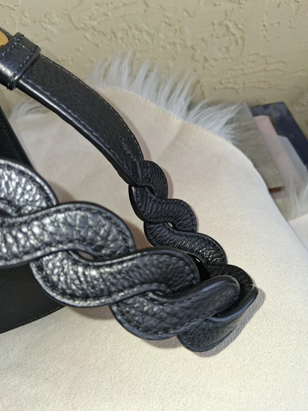 Tory Burch Black Pebbled Leather Shoulder Bag with Gold Hardware